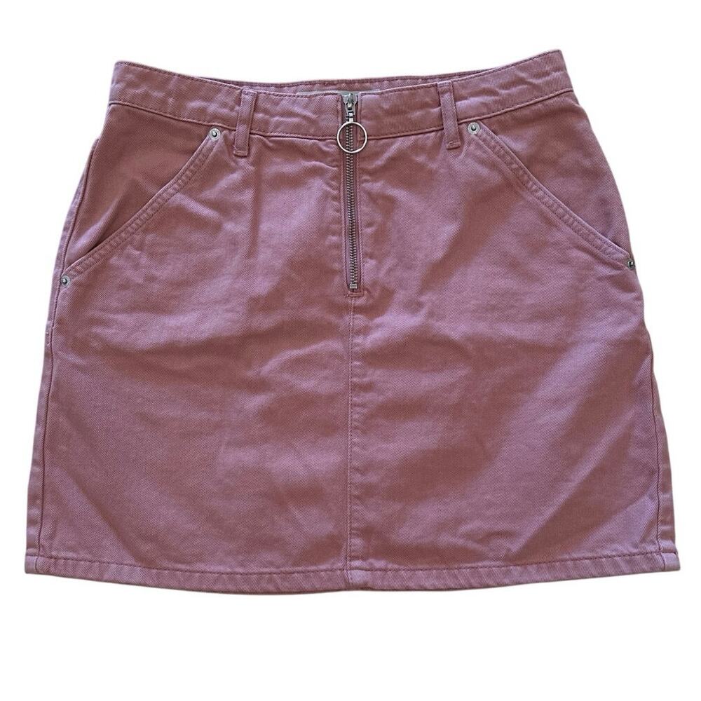 Topshop Pink Moto Mini Skirt Size 8